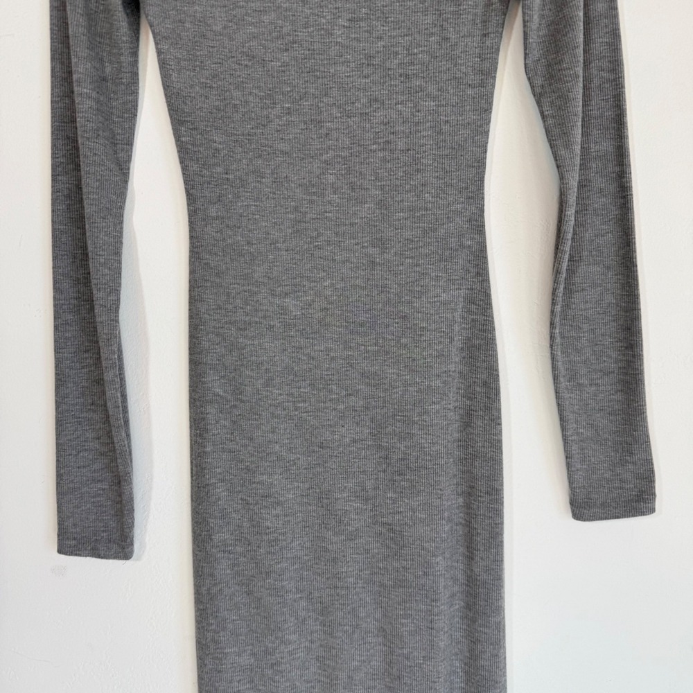 SKIMS Soft Lounge Long Sleeve Maxi Dress M Heather Grey Ribbed Modal Bodycon - Picture 9 of 12